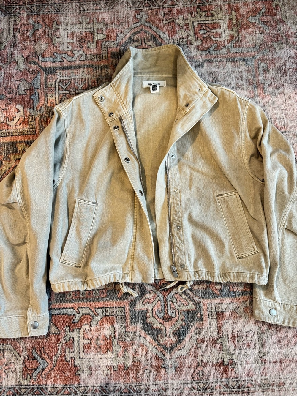 Madewell Denim Field Crop Funnel Neck Jacket in Khaki - S - Sold Out Online! - Picture 4 of 11